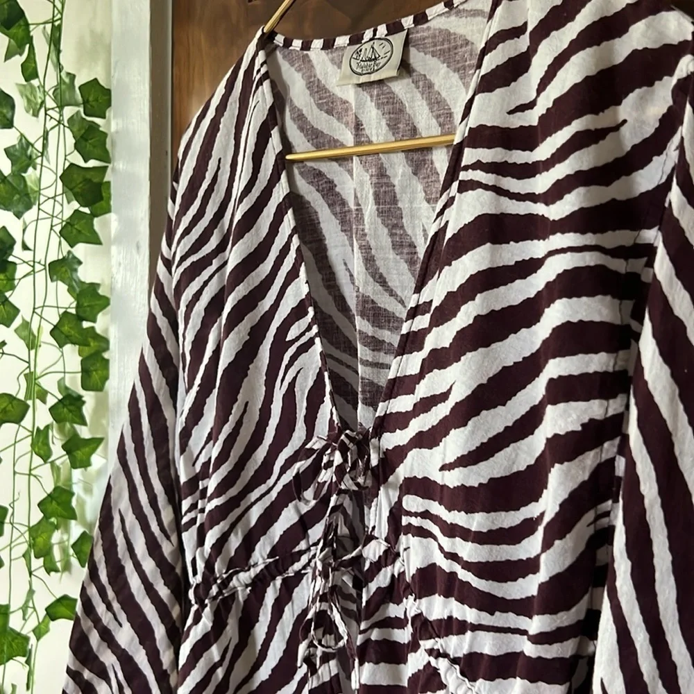 MALABAR BAY 100% Cotton Swim Cover in Purple Zebra Print | Large